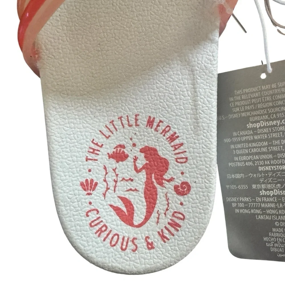 BNWT Disney Parks Little Mermaid Ariel Rainbow Striped Swim Slide Sandals Sz 2/3